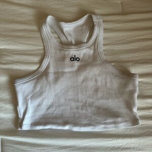 Alo Yoga White Ribbed Tank Top